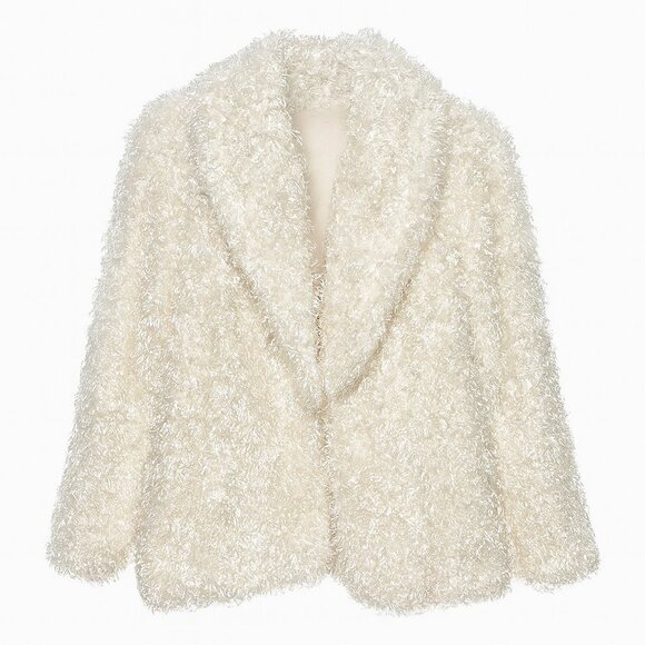 Ruby Rd. Woman White Shaggy Eyelash Jacket – Size 18W - Picture 1 of 7